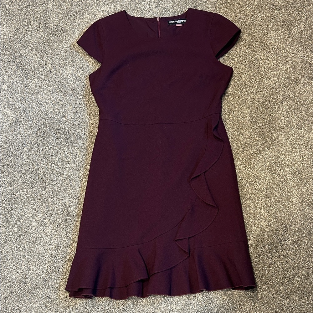 Karl Lagerfeld Plum Ruffle Mini Dress